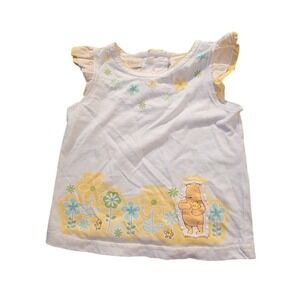 Disney Winnie the Pooh White Floral Baby Toddler Girl Sleeveless Top 24M